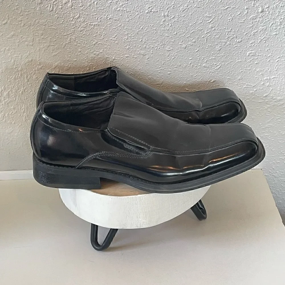 EUC Alfani Mens Black Leather Slip-On Dress Shoes Size 10M